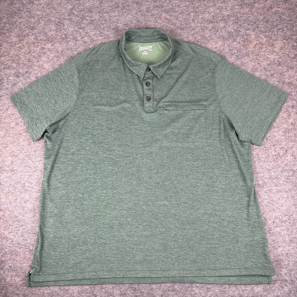 Duluth Trading Co Polo Shirt Relaxed Fit Pocket Green Mens 2XL XXL